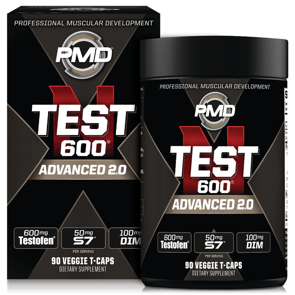 PMD Sports N- Test 600 Advanced Nitrogen Oxide Booster for Mænd - med klinisk undersøgt Testofen - Lean muskel og styrke Gains med østrogen suppression (90 Veggie -Caps)