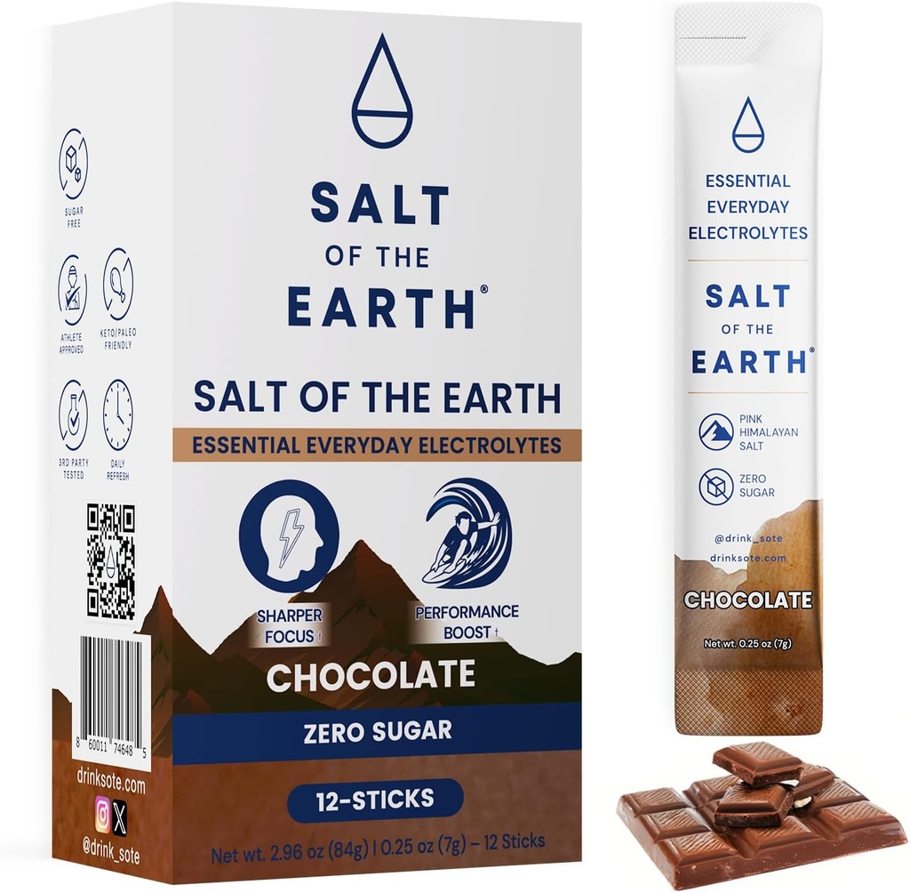Salt af jorden Premium Zero- Sugar Electrolyte - Lavet med Pink Himalayan Salt - Hydration Powder Packets â 124; Premium Ingredienser â 124; Keto & Paleo Friendly