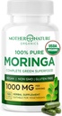 Nature Organics Moringa Kapsler - Organic Moringa Leaf Powder, Enkelt Oprindelse, Energi & Immunstøtte, Metabolisme, Fokus, C-vitamin, 500 mg, 120 Kapsler