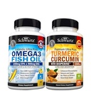 Triple Strength Omega 3 Fish Oil Softgels (2 Month Supply) Plus Gurkemeje med Sort Pepper Extract 1500mg Complex (2 Month Supply)