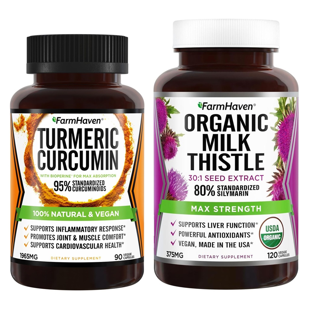 FarmHaven Milk Thistle 120 Kapsler og gurkemeje 90 Kapsler