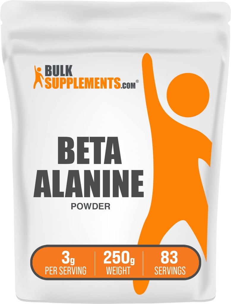 BulkSupplements.com Beta Alanine Powder - Beta- Alanine Supplement, Pre- Workout Supplement - Unflavored & Gluten Free, 3g per Serving, 250g (8,8 oz) (Pack of 1)