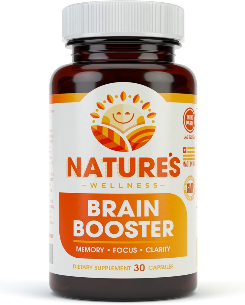 Natures Wellness Brain Booster against 124; Natural Cognitive Enhancer for Forøget Fokus, Memory og Mental Clarity against 124; Nootropics Brain Support 124; DMAE, Rhodiola Rosea Extract, Bacopa Monnieri, Ginkgo Biloba