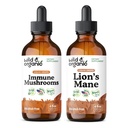 Wild & Organic immunsvamp Tinktur 4 fl oz & Lions Mane Tinktur 4 fl oz