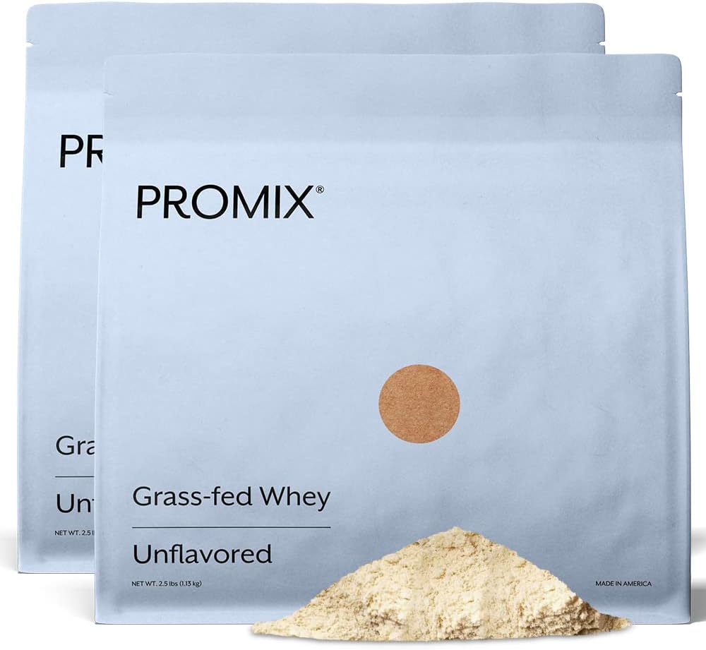 ProMix Nutrition Whey Protein Powder, Unflavored - Grass- Fed - Post Workout Fitness & Nutrition Shakes, Smoothies, Bagning & Madlavning Opskrifter - Gluten- Free & Keto- Friendly - 5 Pound (pakke med 2)