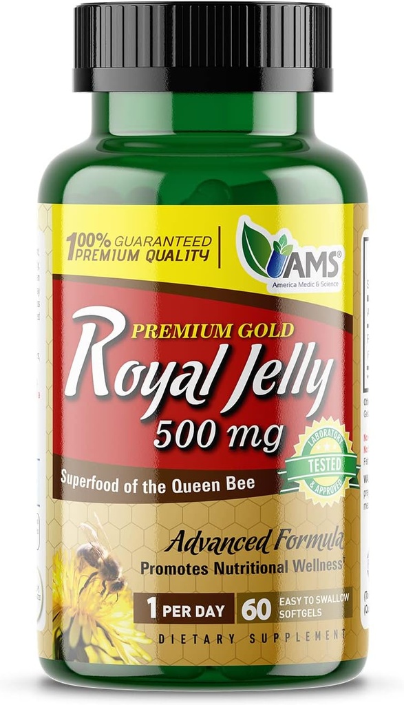 America Medic & Science Royal Jelly 500mg (60 softgels) Name 124; Superfood of The Queen Bee