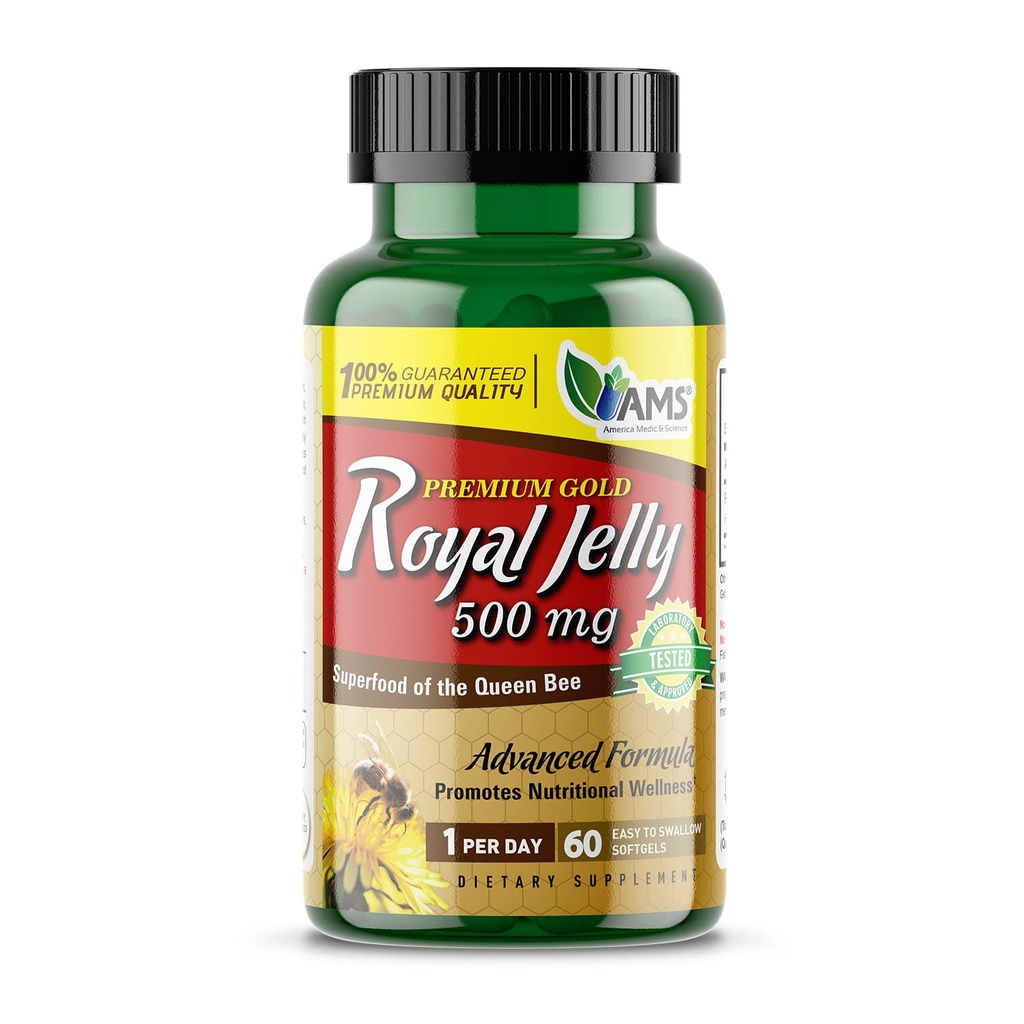 America Medic & Science Royal Jelly 500mg (60 softgels) Name 124; Superfood of The Queen Bee