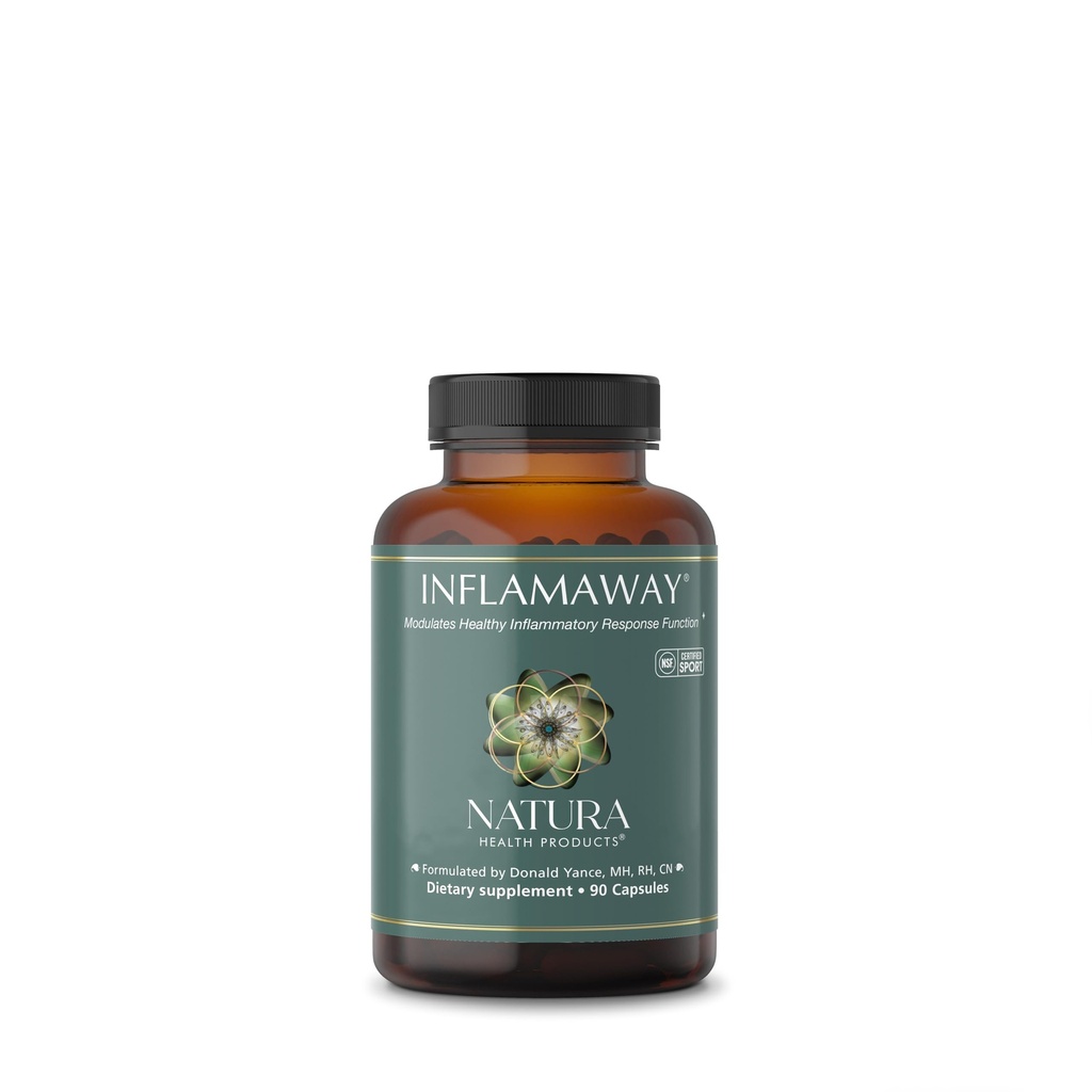 Natura Health Products Inflamaway Supplement - Moduler en sund inflammatorisk reaktion - Med Boswellia Serrata, Bromelain, Ginger, Black Pepper (BioPerine) og kinesisk Skullcap (90 kapsler)