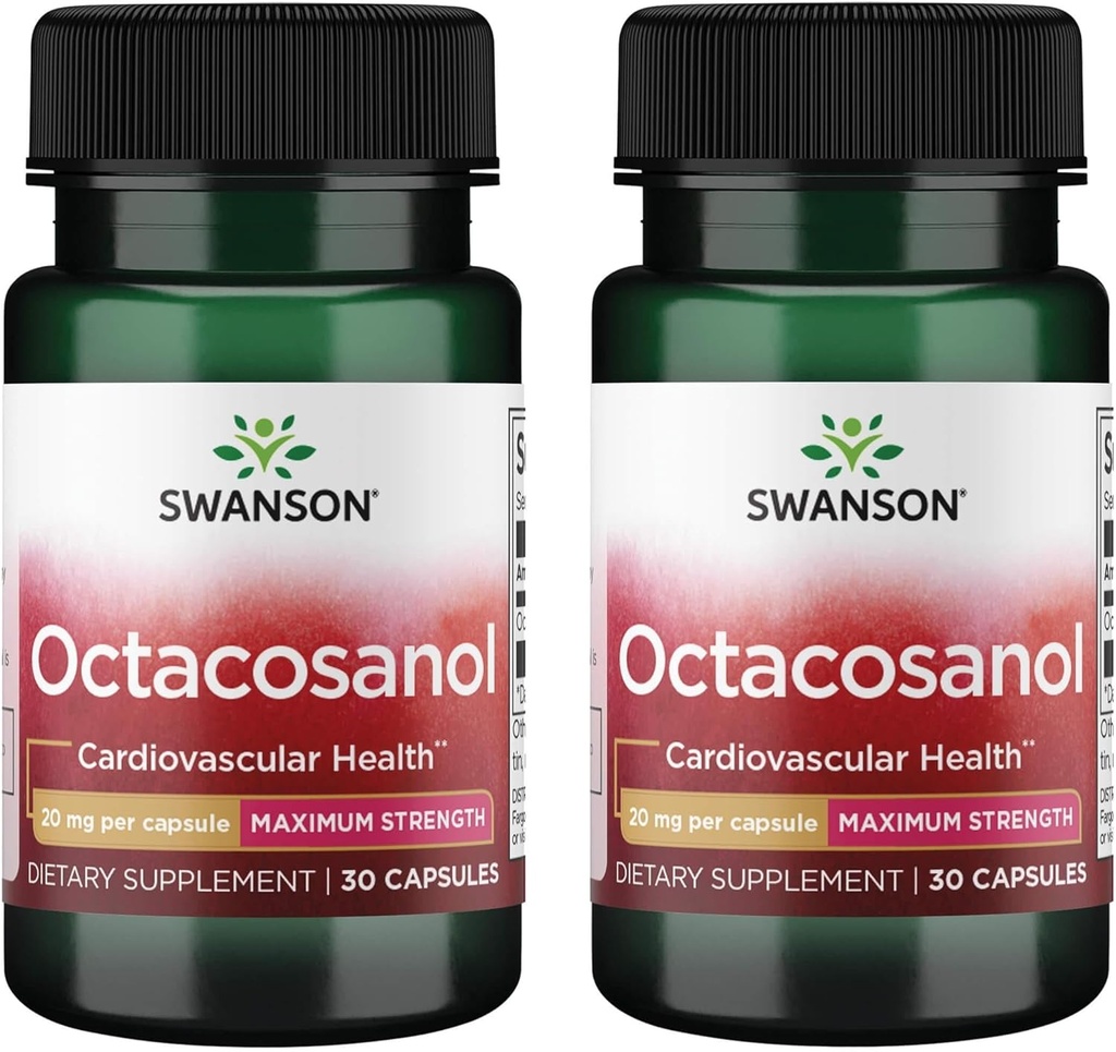Swanson Maximum - Strength Octacosanol 20 Milligram 30 Kapsler (2 Pack)