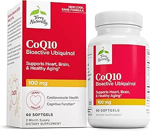 Terry Naturally CoQ10 BioActive Ubiquinol - Cellular Energy Support Supplement - BioActive CoQ10 Supplement - Nutritional Supplement to Aid Healthy Aging & Brain Health - 60 Softgels