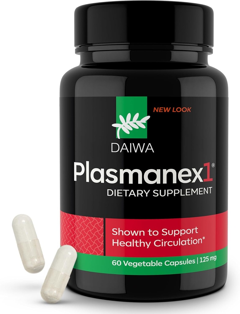 Daiwa Plasmanex 1 - Blood and Vein Circulation Supplements - Balance Circulation, Opmuntre sunde ben og Veins - 60 Veganske kapsler