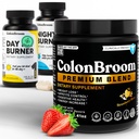 ColonBroom Premium Psyllium Husk pulver, Colon Broom Colon Cleanser Fiber supplement til Bloating Relief & Gut Sundhed + dag & nat brænder Kosttilskud, Vægt Management piller (60 Servere), 3 elementer