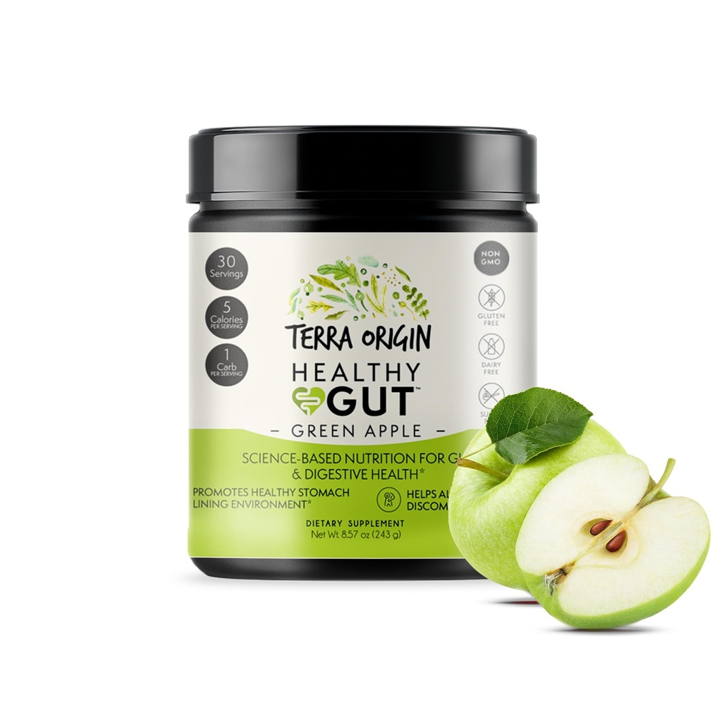 Sund Gut Green Apple Buddy 124; 30- Servering med L- Glutamin, Zink, Glucosamin, Slippery Elm Bark, Marshmallow Root og mere!