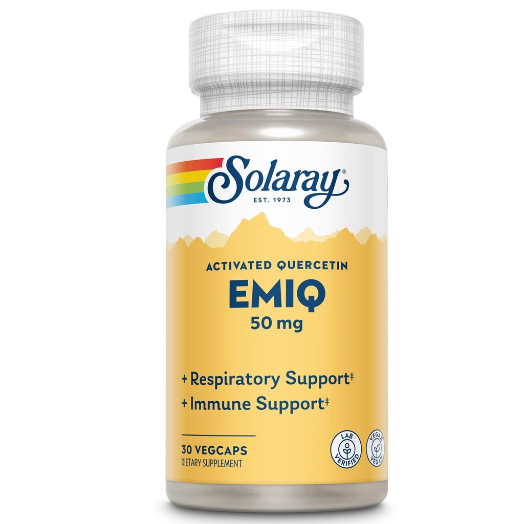 SOLARAY EMIQ Aktiveret Quercetin, Sinus, Luftveje og immunforsvar, Forbedret Absorption, 30 Servere, 30 VegCaps