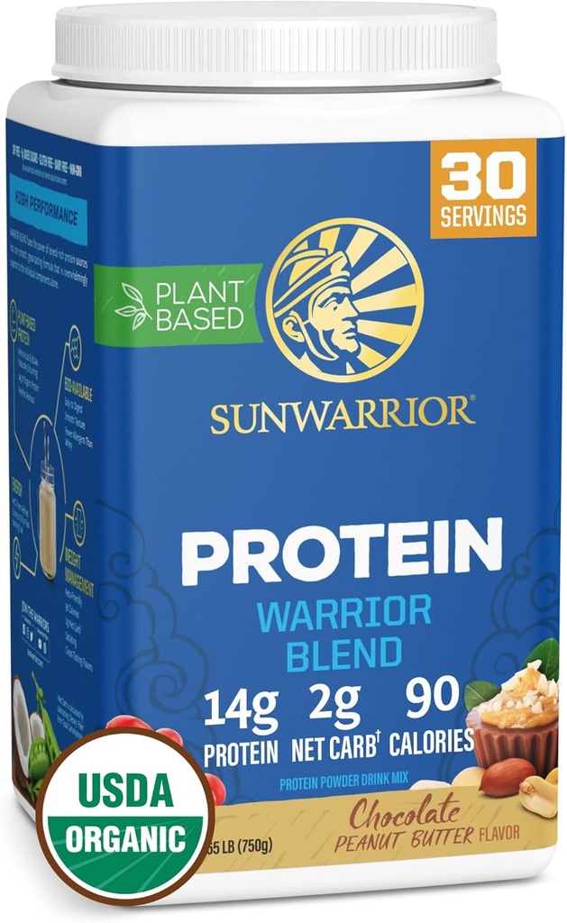 Organic Plant Based Protein Powder 124; Vegan Organic Protein Powder med BCAA Aminosyrer & Hemp Seed Pea Blend • 124; Non- GMO Soy Dairy Filler & Gluten Free (Chocolate Peanut Butter, 30 Servere)
