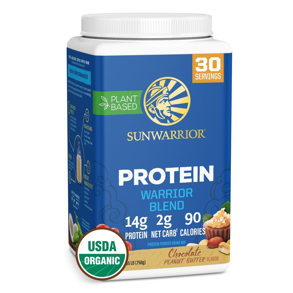 Organic Plant Based Protein Powder 124; Vegan Organic Protein Powder med BCAA Aminosyrer & Hemp Seed Pea Blend • 124; Non- GMO Soy Dairy Filler & Gluten Free (Chocolate Peanut Butter, 30 Servere)