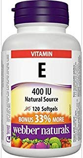 Webber Naturals Vitamin E Natural Source Softgel, 400 IU- 120 Softgel