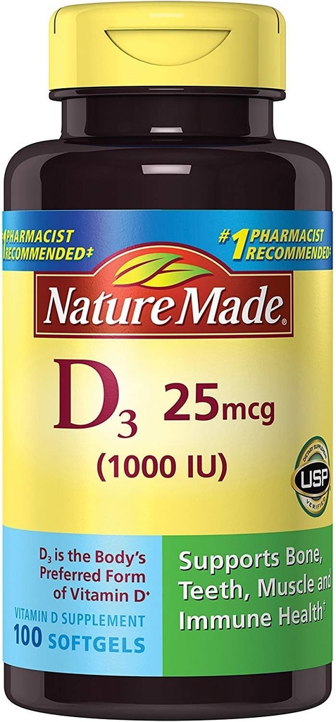 Nature Made Vit D-3 1000Iu, 100 CT (pakning med 3)