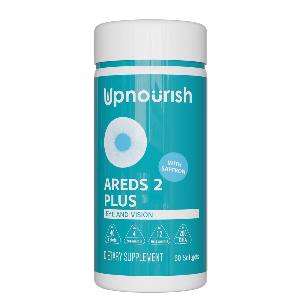 UpNourish AREDS 2 Eye Vitaminer til seniorer - Lutein Eye Health Supplement for voksne - Computer Eye Strain Relief, Okulær sundhed og tør øjenstøtte - Vision & Øjentillæg til kvinder og mænd