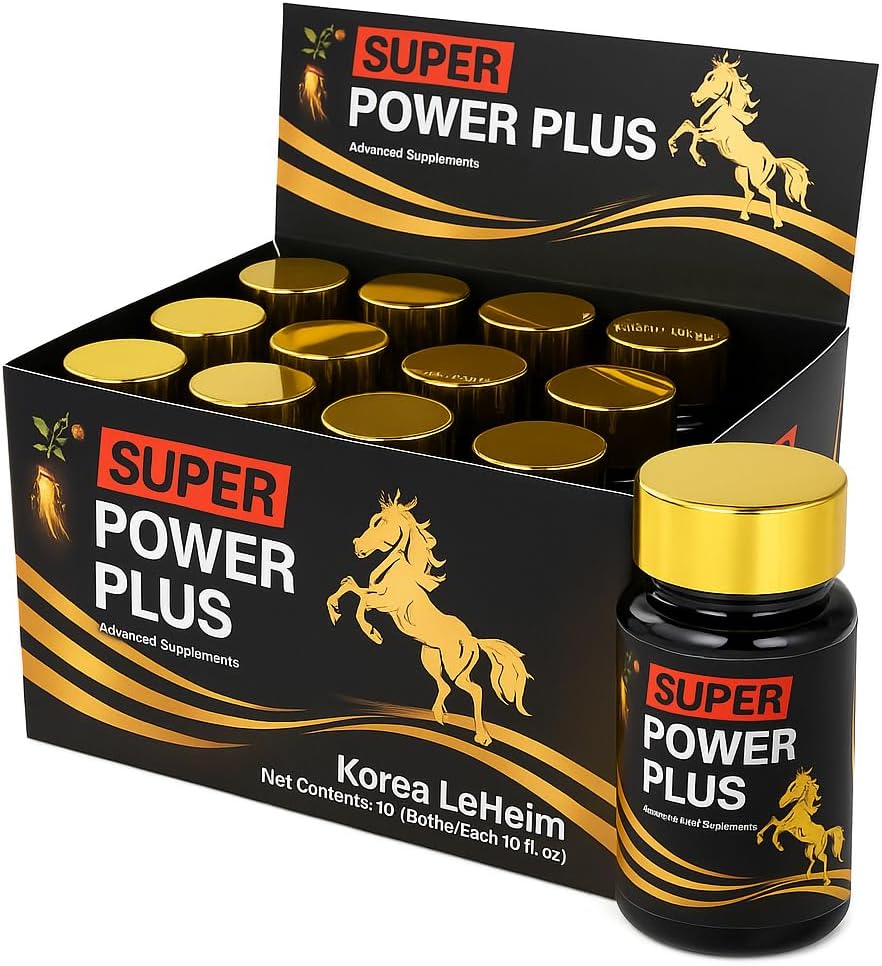 Elestoria Power Plus Super - 10 flasker Super Power- Plus Botanical Blend Liquid Supplement (1 FL OZ) Koreansk Ginseng Uddrag Ginseng Supplement Natural Men Tonic Ginseng Root Koreansk Rød Ginseng Drops