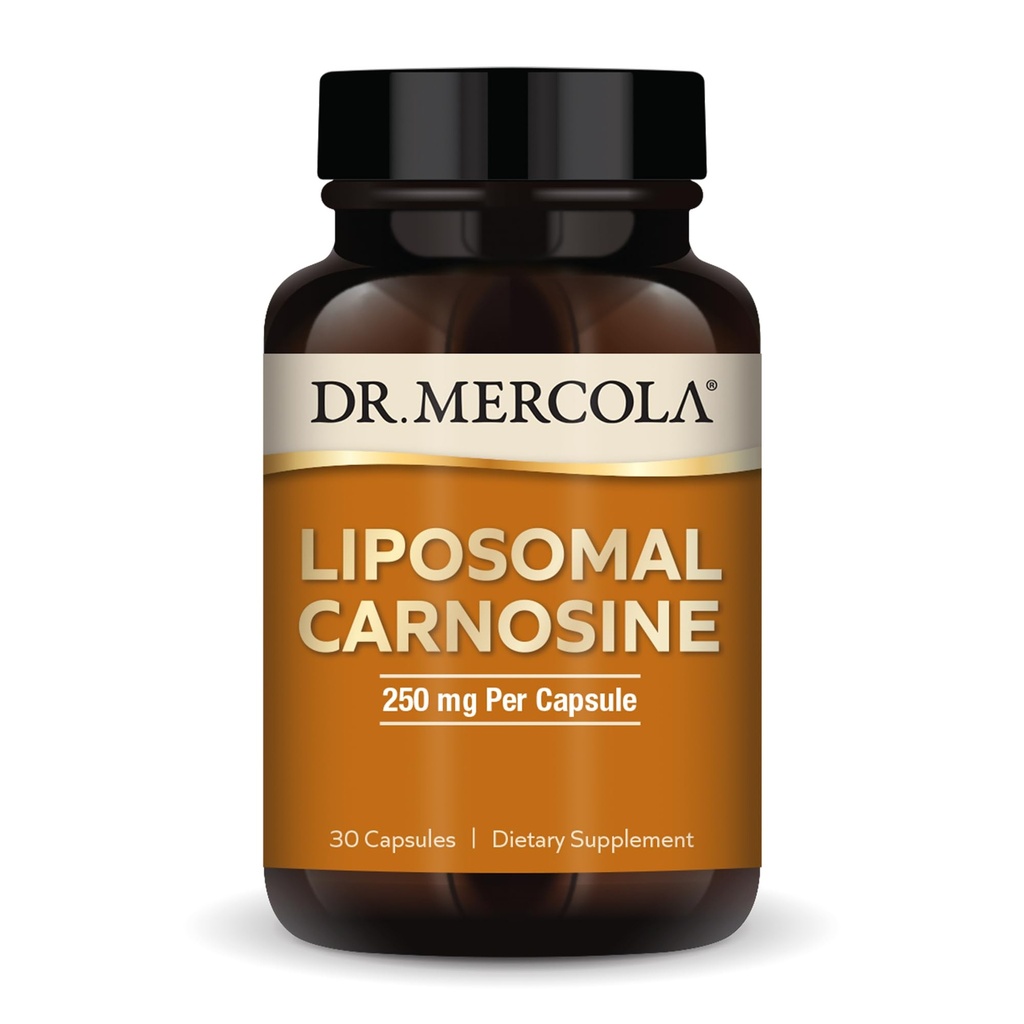 Dr. Mercola Liposomal Carnosine, 250 mg Per Capsule, 30 Servere (30 kapsler), Kosttilskud, understøtter metabolisk sundhed, ikke GMO