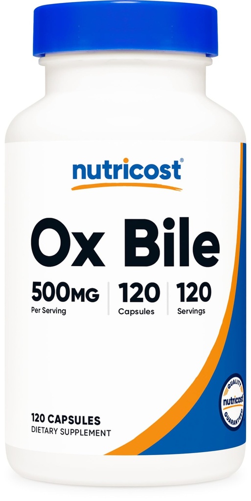 Nutricost Ox Bile Kapsler 500mg Per Servering (120 Kapsler) - Gluten Free & Non- GMO