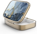Pill Case Pill Box med spejl Retro 2 Segment Lille Pill Case til purse eller Pocket Bronze Rektangulær Pill Box eller Vitaminer, Fiskeolie, Kosttilskud, Pill Containe Travel Gaver