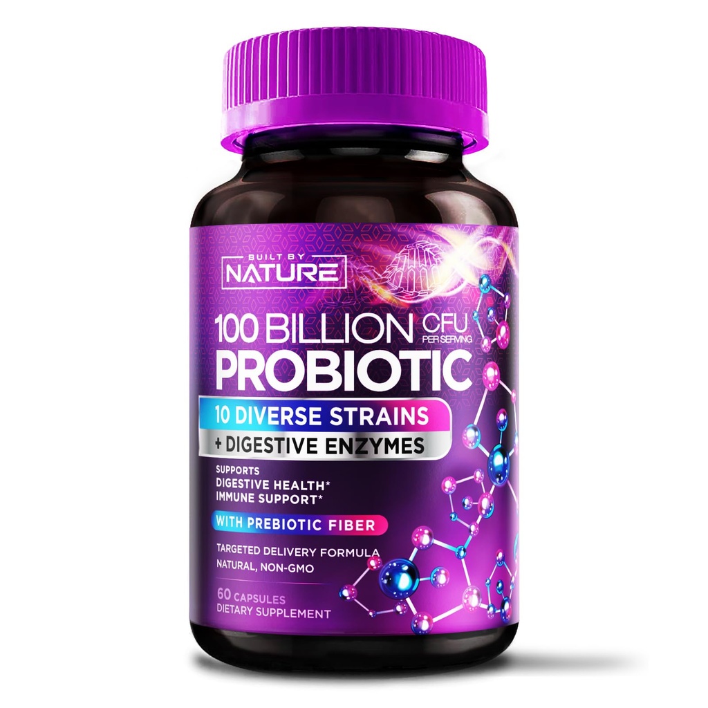90 Millioner CFU Probiotika - Dagligt fordøjelsesmiddel Gut Sundhedstillæg for mænd og kvinder - Lactobacillus acidophilus, Bifidobacterium & Prebiotika - Non- GMO, Gluten & Dairy Free, Shelf- Stable - 60 kapsler