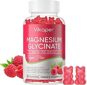 Magnesium Glycinate Gummies Sukker Gratis, Magnesium Kalium tillæg med vitamin D3, B6 til søvn, stress, muskellindring, nerve sundhed støtte til voksne, 180 Raspberry Flavor Gummy