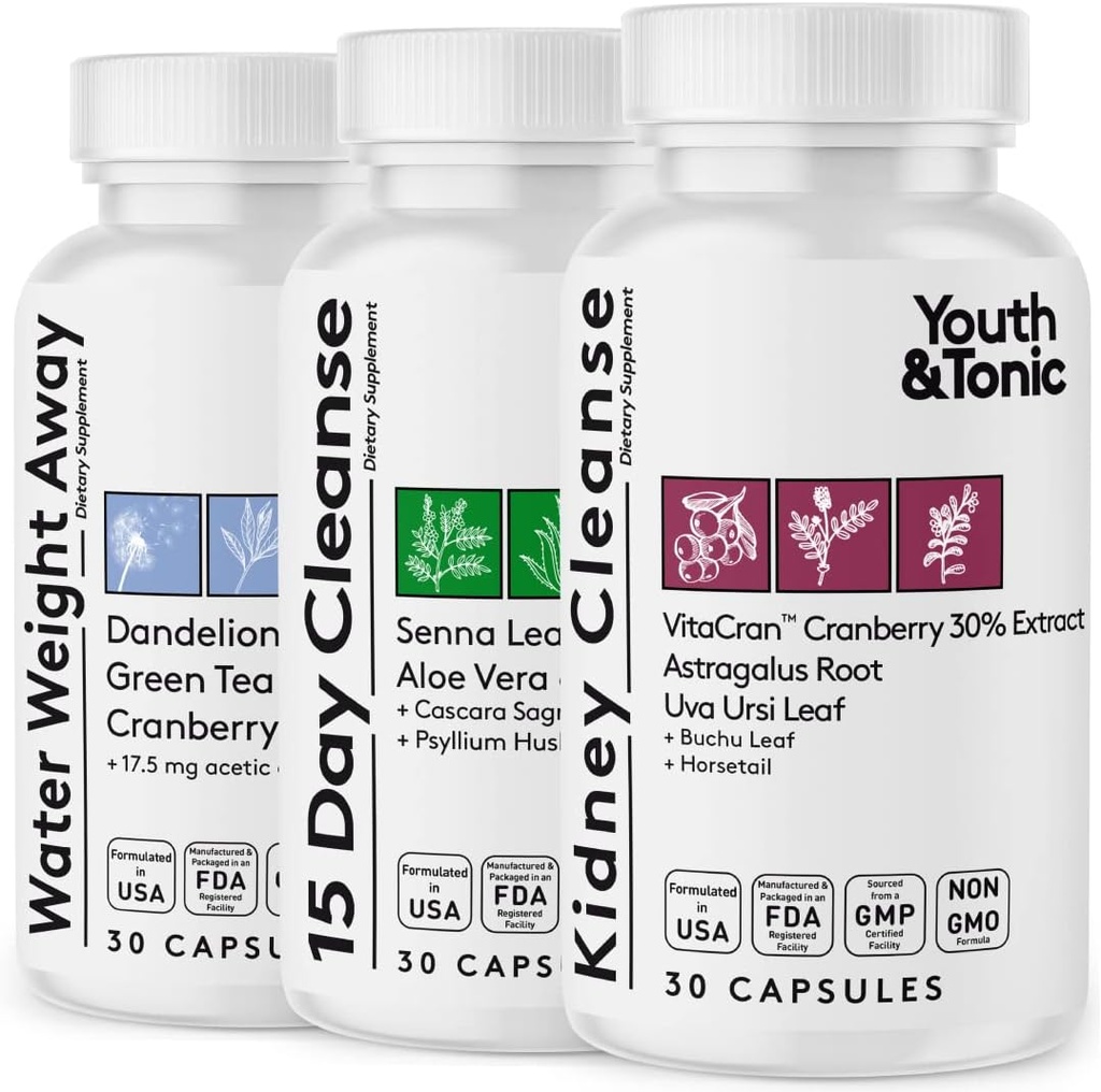 Total Body Cleanse Detox for kvinder & Mænd til Flush Out Residual Waste & Excess Wight Means 124; Colon Nyre Urinary Tract & Fluid Loss Support