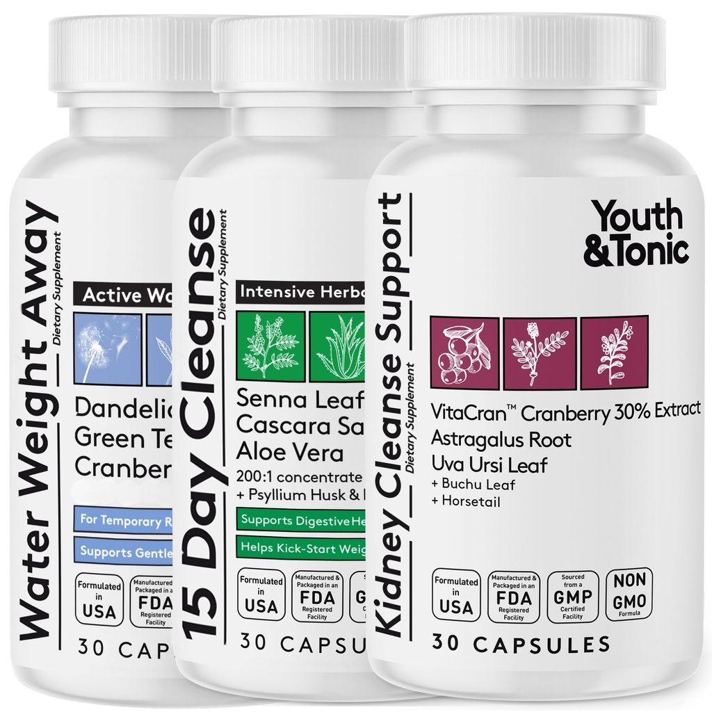 Total Body Cleanse Detox for kvinder & Mænd til Flush Out Residual Waste & Excess Wight Means 124; Colon Nyre Urinary Tract & Fluid Loss Support