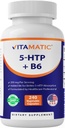 Vitamatic 5-HTP 200mg with B6 5mg Per Serving - 240 Vegetarian Capsules (5-Hydroxytryptophan) - (Griffonia Simplicifolia Seed Extract)