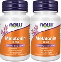 Now Supplements, Melatonin 3 mg, Free Radical Scavenger *, Sund søvn cyklus *, 90 tyggetabletter (pakke med 2)