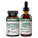 NutraMedic Brain Support Bundle - Inkluderer Artic Krill Oil Softels og Burbur Pinella Liquid Drops til Kognitiv Sundhed, Detox og Brain Support - 2 - Piece Supplement sæt til Kognitiv Support