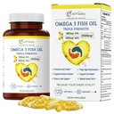 Omega 3 Triple Strength EPA DHA Supplement - 2500mg Lemon Flavored Burpleess Fish Oil - High Potency 900mg EPA 600mg DHA Understøtter cirkulation, hjerne, hjerte, øje, hud, ben & joints - 120 bløddele