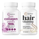 Micro Ingredienser Multi Collagen Complex for Women & Hår Vitaminer Complex Capsules Bundle 2 Pack 124; Grass- Fed Collagen Peptider Mea124; 14- in-1 Avanceret hårvækst Support