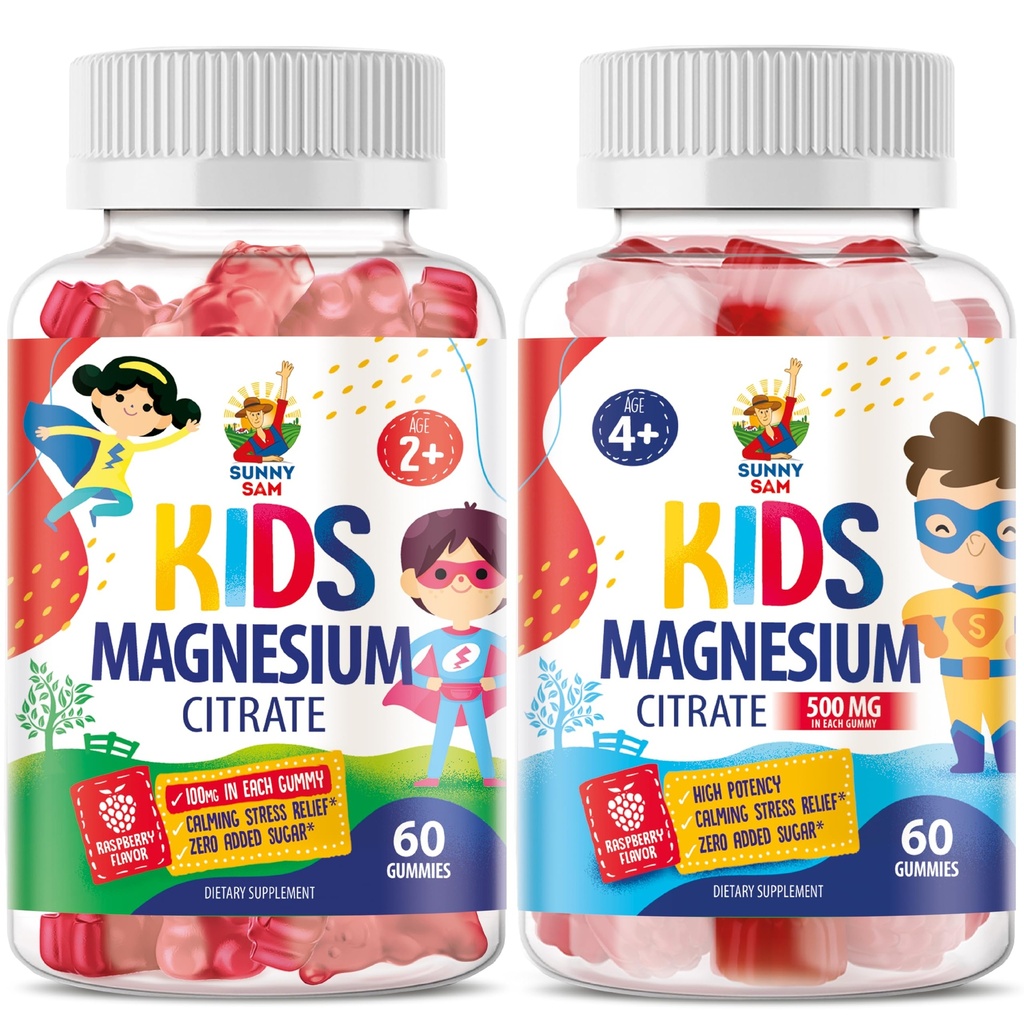 Magnesium Gummier for børn og voksne - Rolig Magnesiumtyggere - Magnesium Citrate Chewable Supplement for Mood & Muscle Support