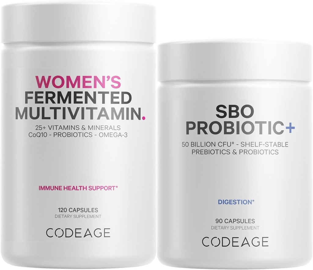 Kodeage Daglig immunsystem Støtte Multivitamin til kvinder + Probiotika Bundle
