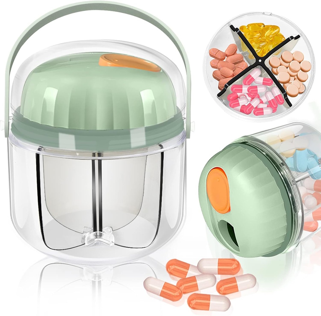 Portable Pill Box, GloDeals Weekly Pill Organizer 7-Day Travel Medicine Organizer NO-BPA Moisture Proof Portable Medicine Container for Vitamins,Fish Oils, Supplements (Green)