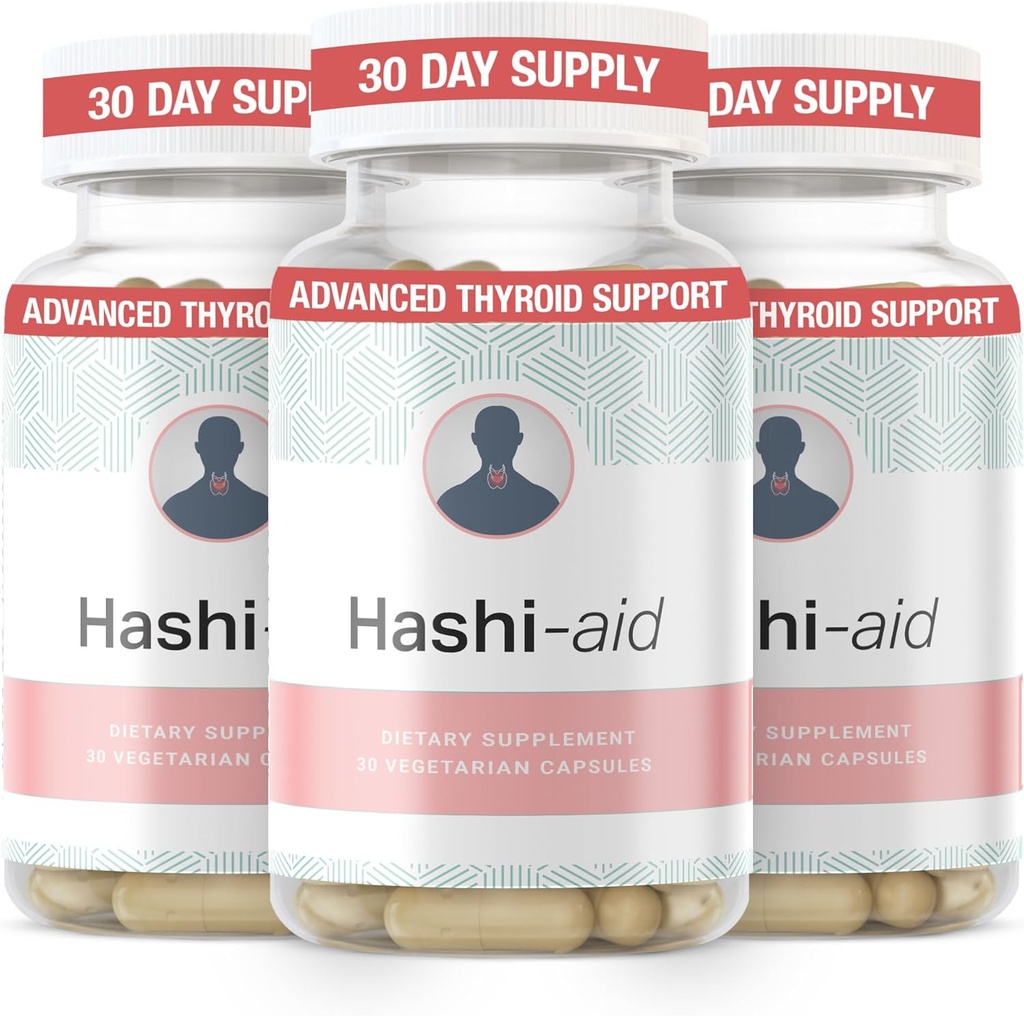 IBDassist ™ Hashi Aid Thyroid Support til kvinder & mænd - Thyroid Supplement til Hashimotos sygdom & Hypothyroidisme * - med Ashwagandha, Selenium, Zink, Væsentlige Vitamin & Mere - 30 kapsler (3 pakker)