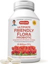 ANDREW LESSMAN Ultimate Friendly Flora Probiotic 60 Kapsler - 25 Millioner CFU, Omfattende Blend af fem Probiotiske Strops, Kraftig Immun og fordøjelsesstøtte. Probiotika til kvinder eller mænd