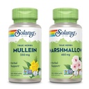 SOLARAY Mullein Leaf 330 mg og Marshmallow Root 480 mg - Wellness Bundle - Urter høj i Mucilage Opløselig Fiber til lindring - Vegan, Non- GMO, Lab Verified, 60- Day Garanti, 200 / 100 VegCaps