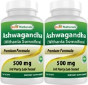Bedste Naturals Ashwagandha Extract 500 Mg 120 Kapsler (pakke med 2)