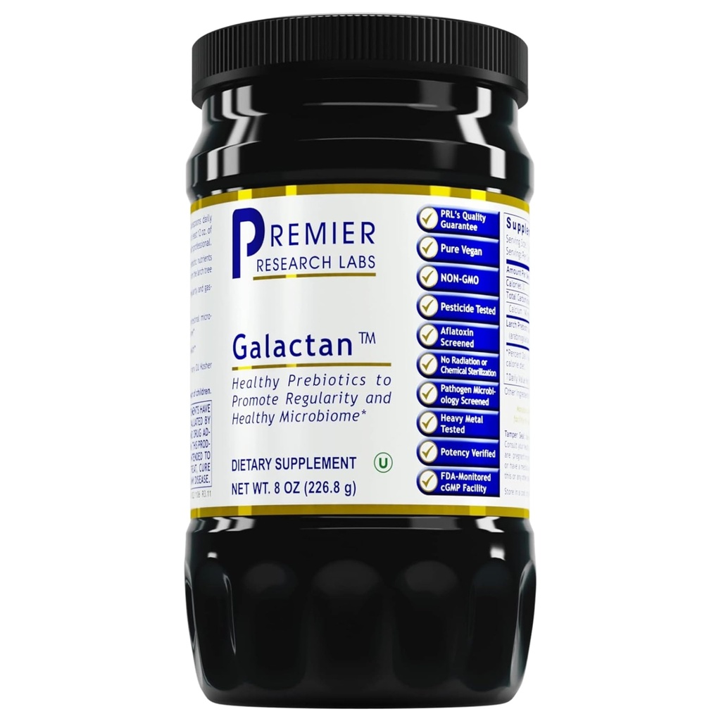 Premier Research Labs Galactan - Larch Arabinogalactan pulver til mænd og kvinder, Prebiotic Fiber pulver til sund Gut Microbiome, Larch Tree Extract, Calcium - 8 oz