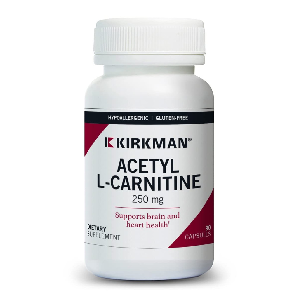 Kirkman - Acetyl L- Carnitin 250 mg - 90 kapsler - Understøtter Vedvarende Cellulær energiproduktion - Hypoallergen