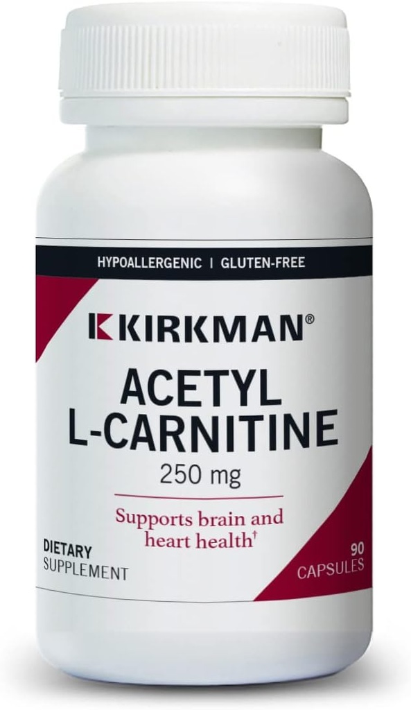 Kirkman - Acetyl L- Carnitin 250 mg - 90 kapsler - Understøtter Vedvarende Cellulær energiproduktion - Hypoallergen