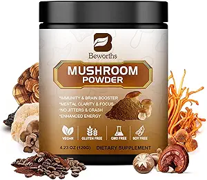 Mushroom kaffe - Lions Mane Mushroom pulver Instant Kaffe med løvens Mane, Reishi, Chaga, Cordyceps, og Tyrkiet Hale - Mushroom Coffe Alternativ for energi, Mental Clarity & Focus, Brain Booster
