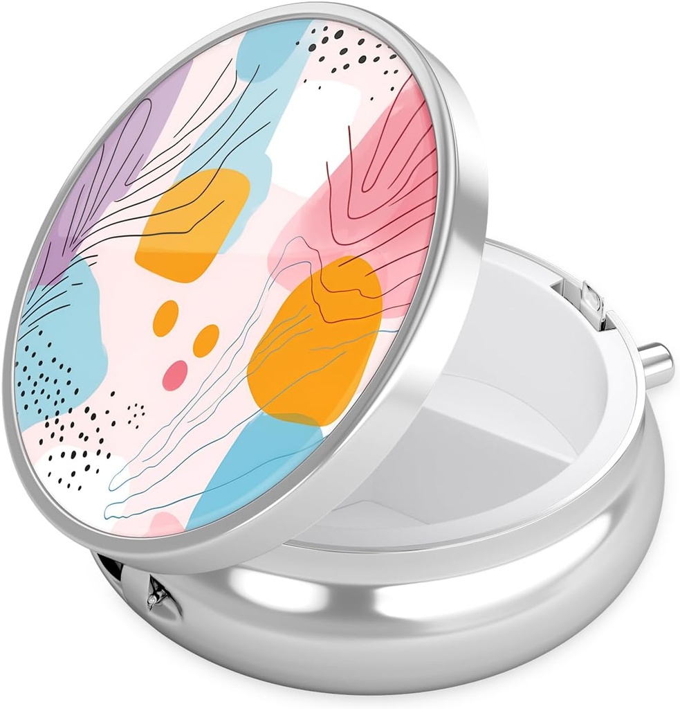 Nipichsha Pill Box, Lille Pill sag for purse & Pocket, Cute Travel Medicine Organizer, Portable Medicine Container Holder til at holde vitaminer, Medicin, Fish Oil & Supplement, A01- Art Style Mønster
