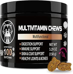 V-EST Cat Multivitamin Multifuncional– Supports Immune System, Joint Health & Skin Wellness – Healthy Treat for Indoor Cats –Easy-to-Chew Tablets – Vitamins for Cats