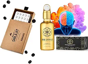 Ormus monoatomic guld koncentrat (HØJT Potency x12) - 1.7 fl. oz (50 ml) & Natural SHIAJIT Tabletter - 120 Greve, Soltørret 100% Pure Shilajit til mænd og kvinder
